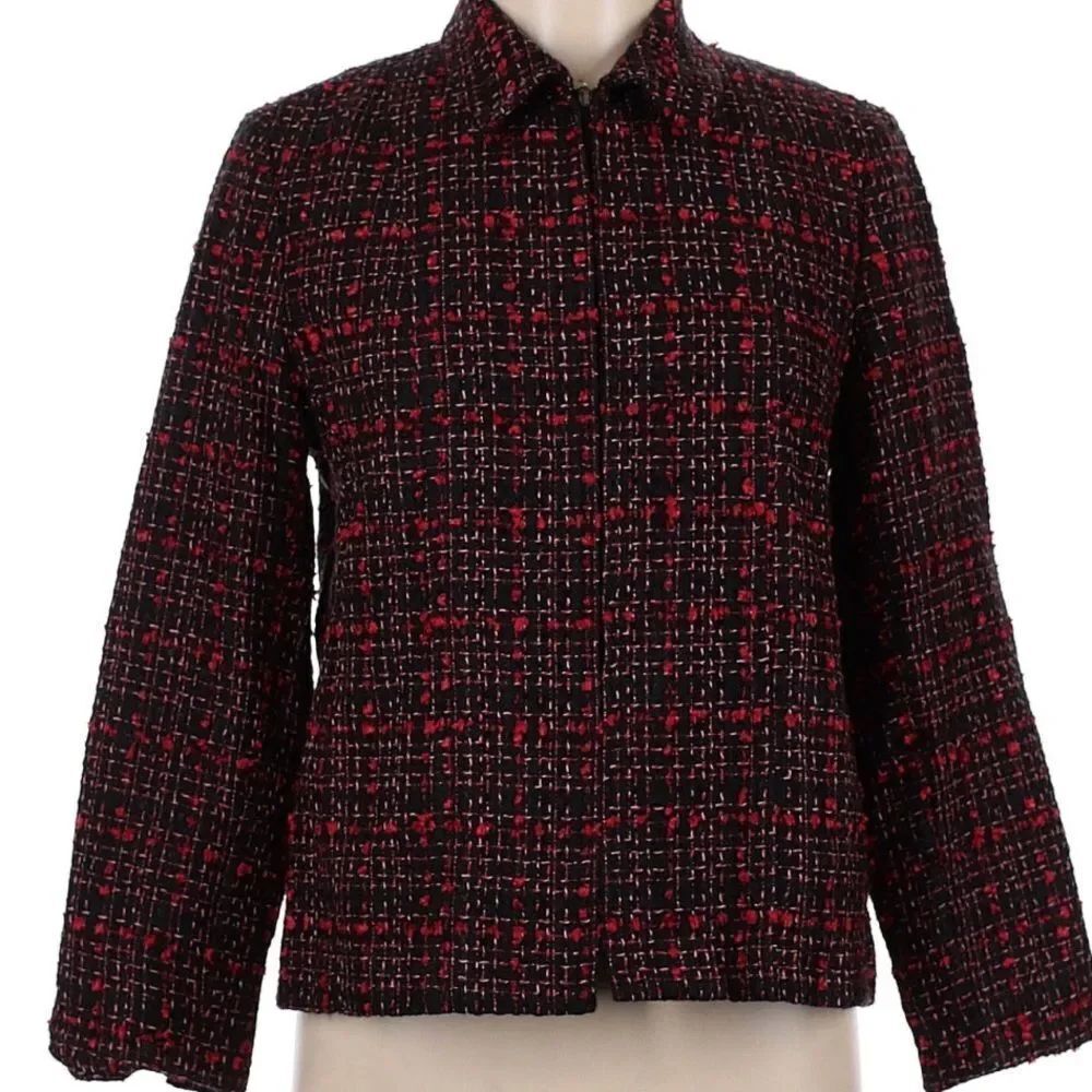 Laura Ashley Petite Women's Black and Red Tweed Jacket!